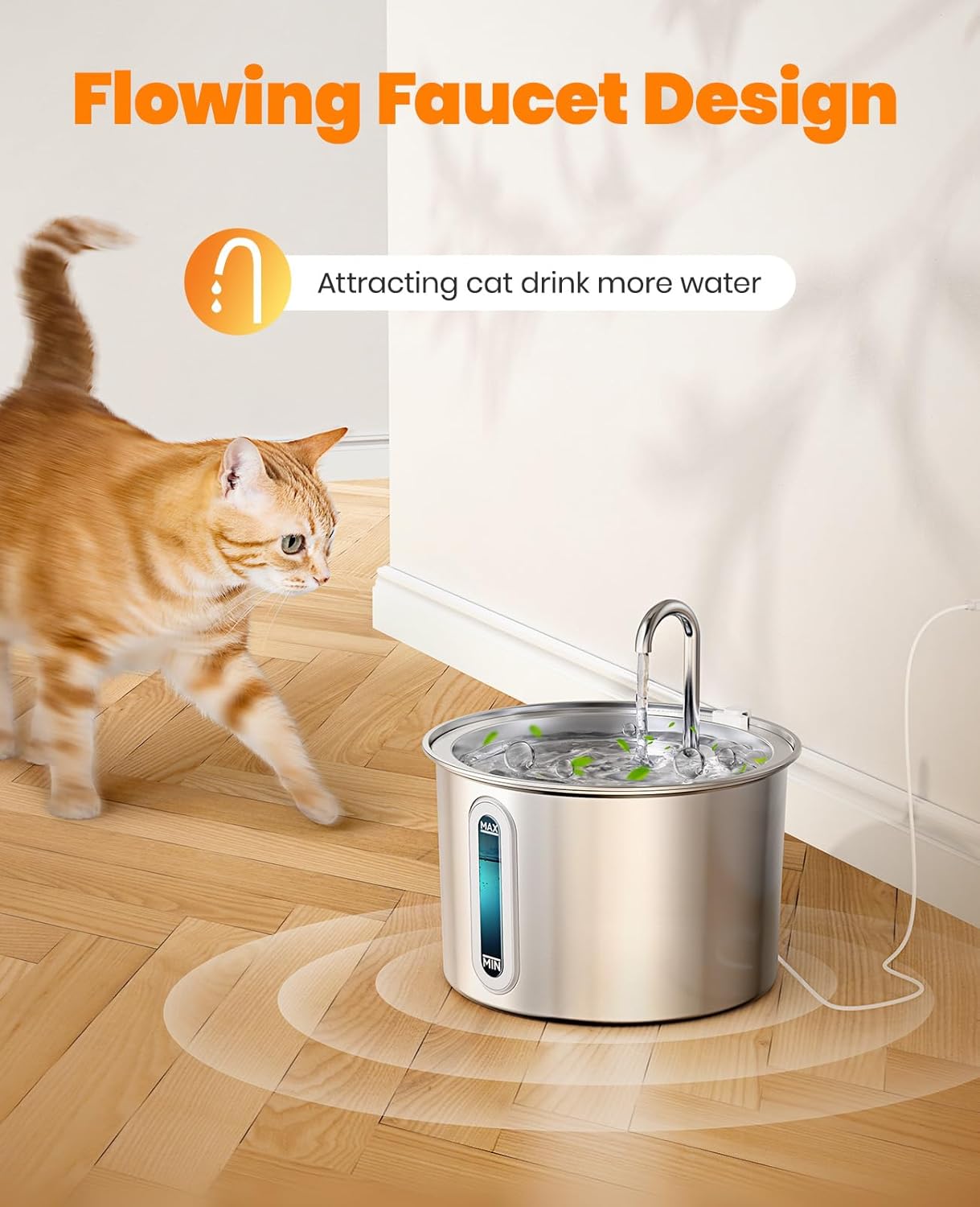 Stainless Steel Cat Water Fountain – 2 L Automatic Pet Fountain with Quiet Pump & Filters | Fresh, Flowing Water for Cats
