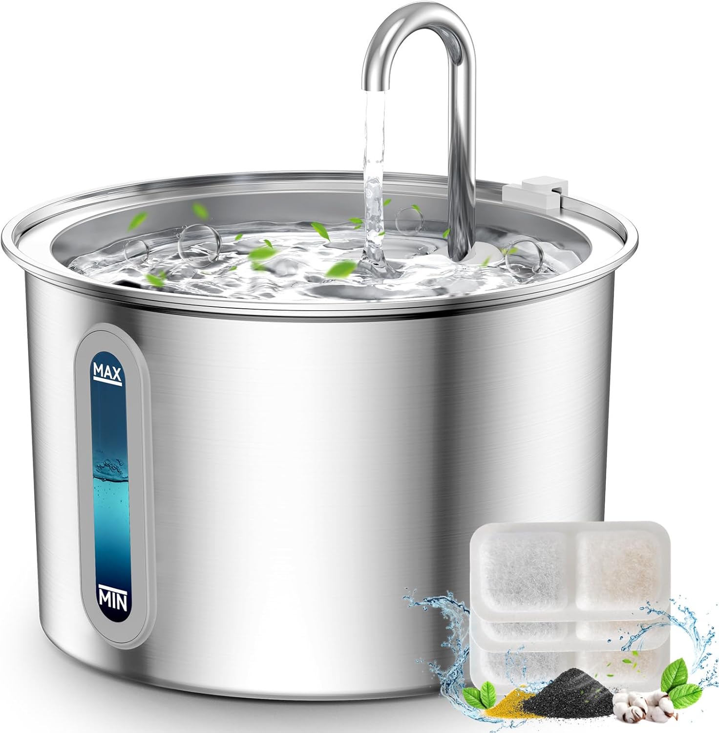 Stainless Steel Cat Water Fountain – 2 L Automatic Pet Fountain with Quiet Pump & Filters | Fresh, Flowing Water for Cats