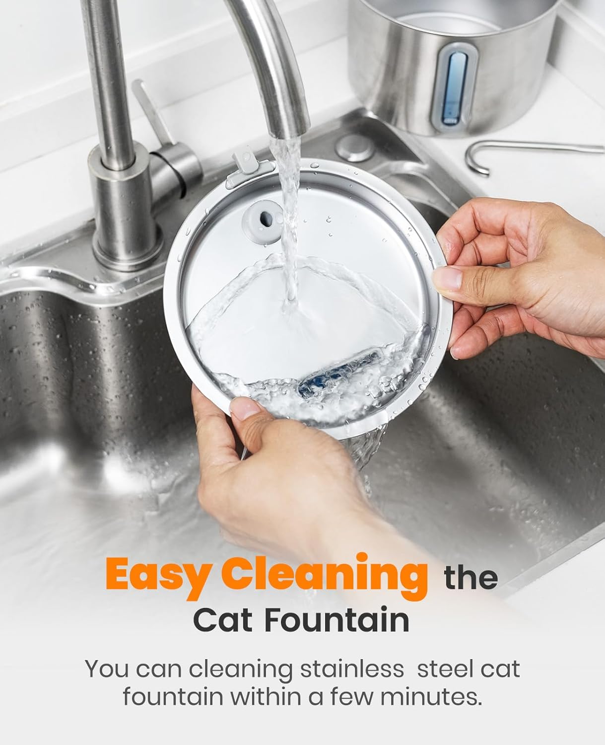 Stainless Steel Cat Water Fountain – 2 L Automatic Pet Fountain with Quiet Pump & Filters | Fresh, Flowing Water for Cats