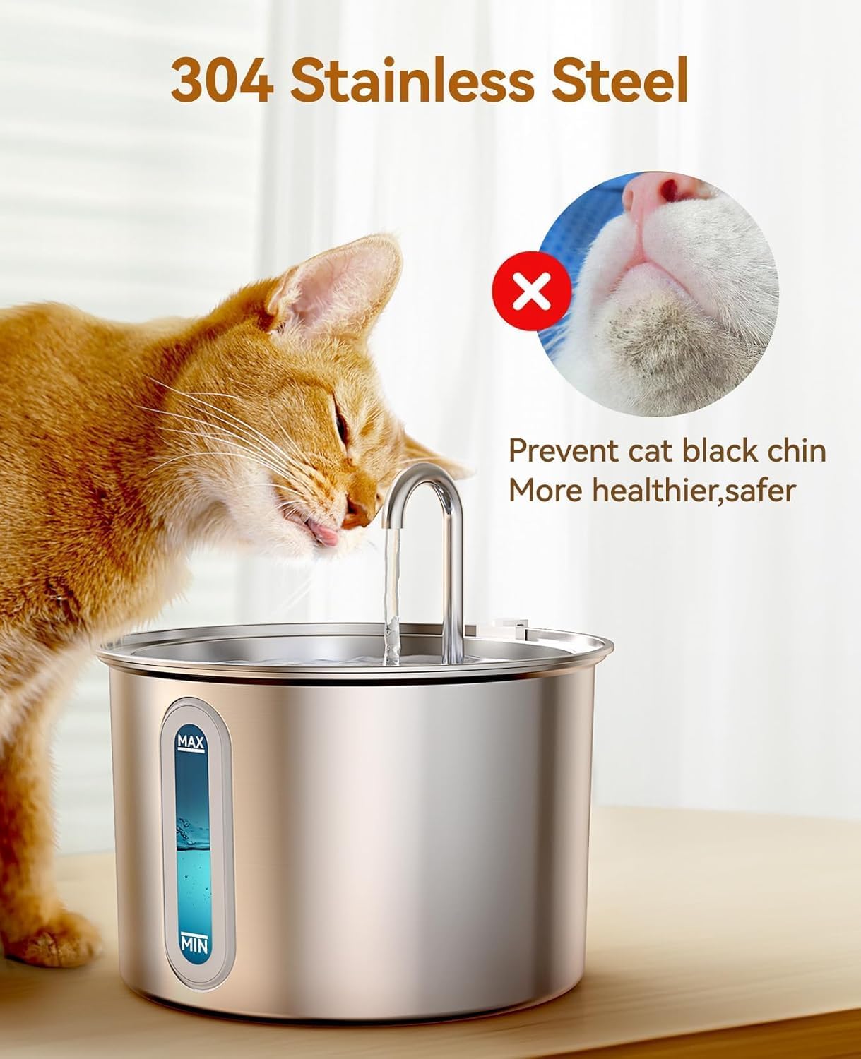 Stainless Steel Cat Water Fountain – 2 L Automatic Pet Fountain with Quiet Pump & Filters | Fresh, Flowing Water for Cats